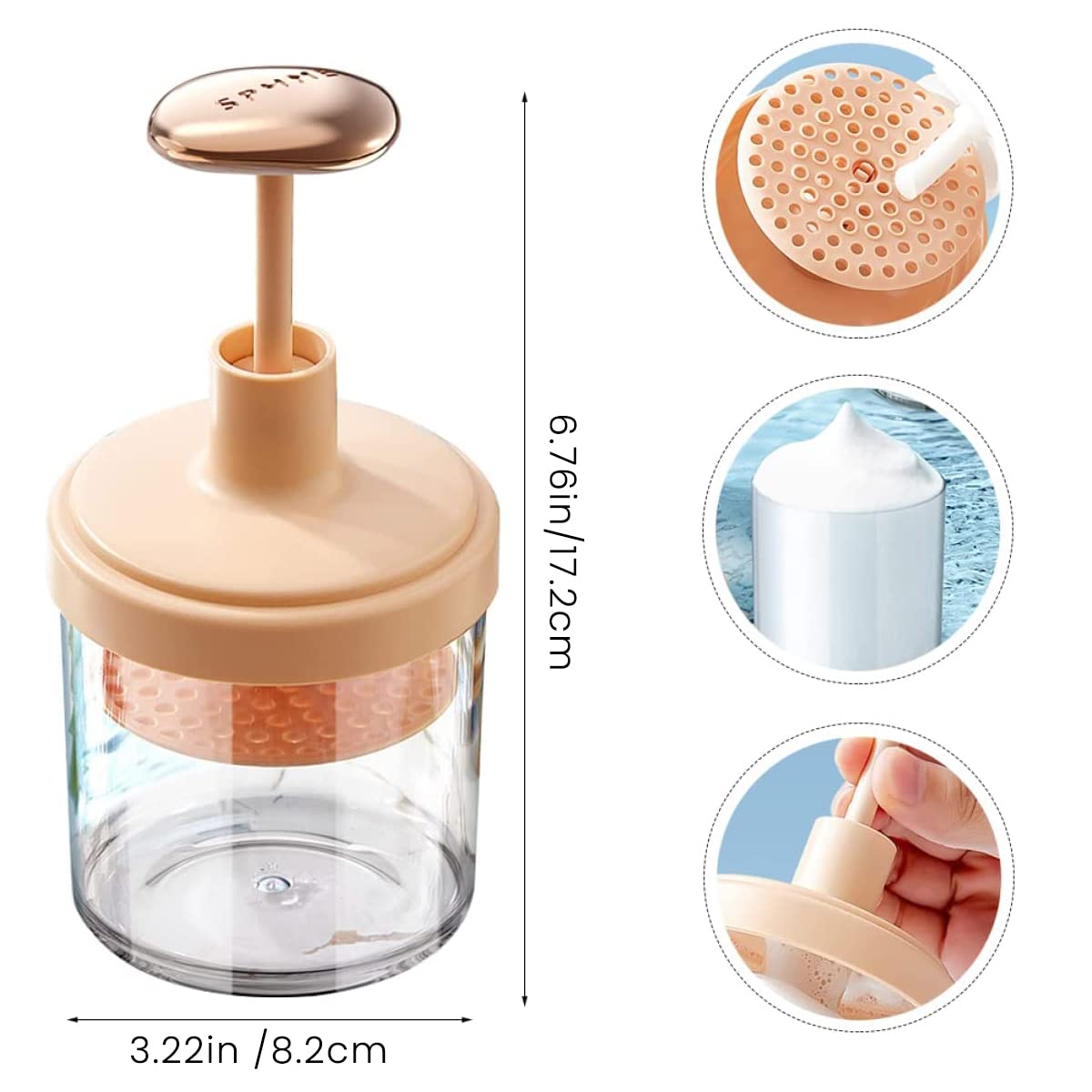 MAYCREATE Face Cleanser Foamer Face Wash Foamer with Press Handle Rotatable Stirrer Rich Foam Maker Transparent Foam Bottle for Face Cleanser, Shampoo(White) MAYCREATE Face Cleanser Foamer Face Wash Foamer with Press Handle Rotatable Stirrer Rich Foam Maker Transparent Foam Bottle for Face Cleanser, Shampoo(White)